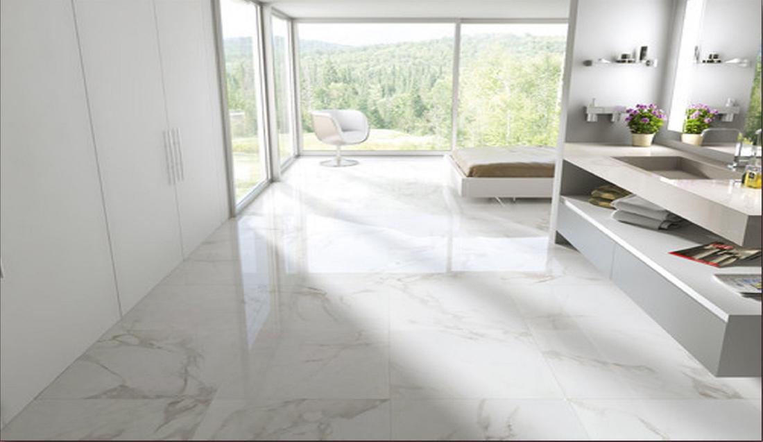Marble floor in a bright room